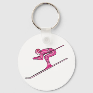 Pink Ski Fast Keychain