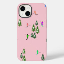 Pink Skiers Ski Opening Christmas Skiing Holiday 