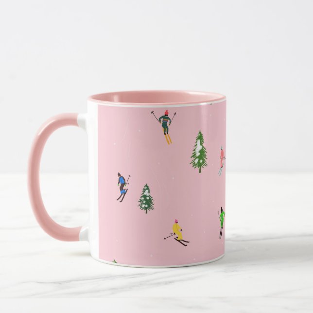 Pink Skiers Ski Skiing  Mug (Left)