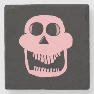 Pink Skull 1 Stone Coaster
