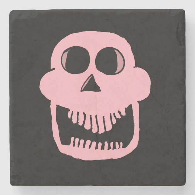 Pink Skull 1 Stone Coaster (Front)