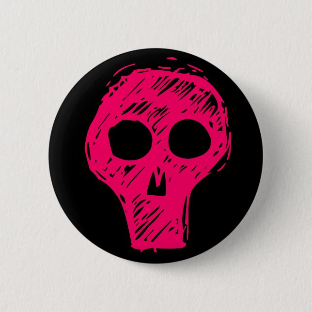 Pink Skull 2 Inch Round Button (Front)