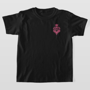 Pink Skull And Card Suits Crest T-Shirt