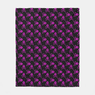 Pink Skull and Crossbones Pattern Fleece Blanket