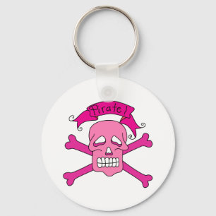 Pink Skull and Crossbones T-shirts and Gifts Keychain