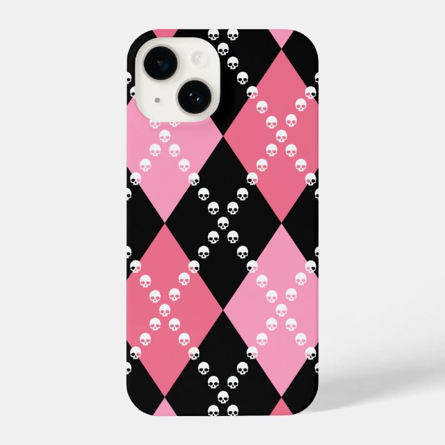 Pink Skull Argyle iPhone Case (Back)