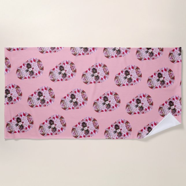 Pink Skull Beach Towel (Front)