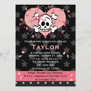 Pink Skull Birthday Invitations