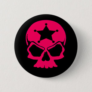 Pink Skull (black background) 2 Inch Round Button