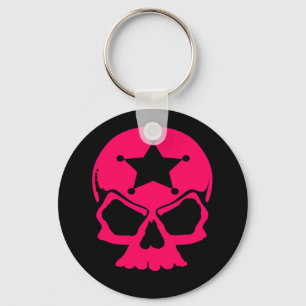 Pink Skull (black background) Keychain
