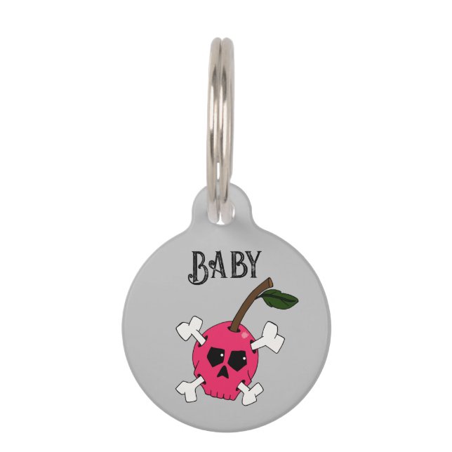 Pink Skull Cherry  Pet Tag (Front)