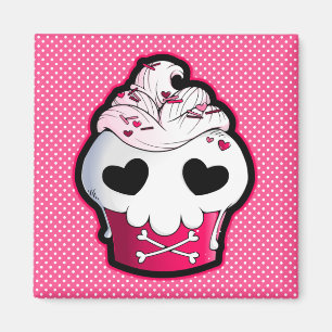 Pink Skull Cupcake Magnet