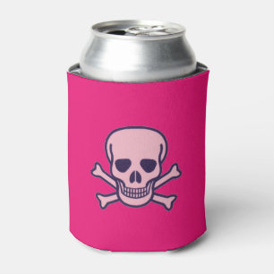 Pink Skull fuchsia can cooler 2-side