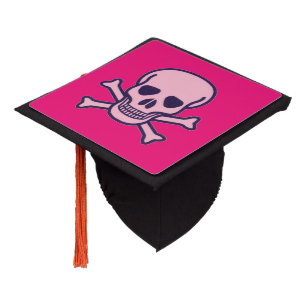 Pink Skull fuchsia graduation cap