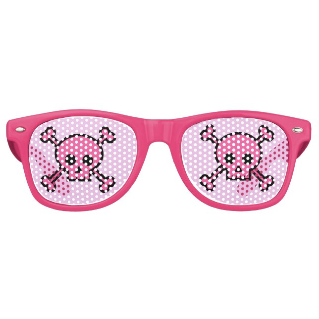 Pink Skull Goth Girl Cute Emo Retro Sunglasses (Front)