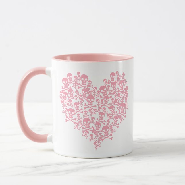 Pink Skull Heart Mug (Left)