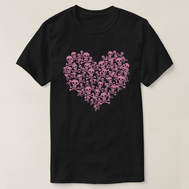 Pink Skull Heart T-Shirt (Design Front)