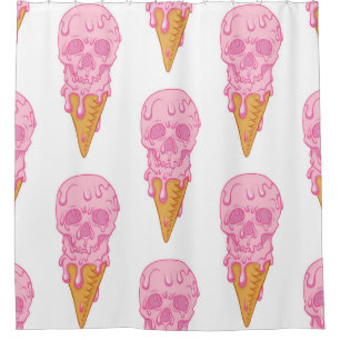 Pink skull ice cream, seamless pattern.