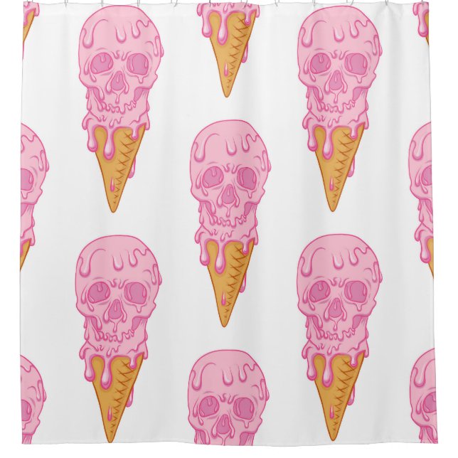 Pink skull ice cream, seamless pattern. (Front)