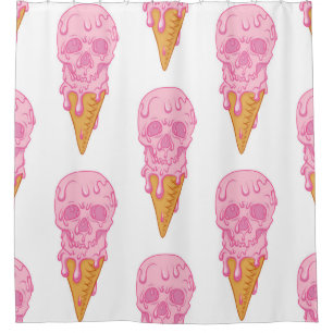 Pink skull - ice cream. Seamless pattern backgroun