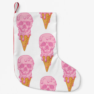 Pink skull ice cream, seamless pattern. small christmas stocking