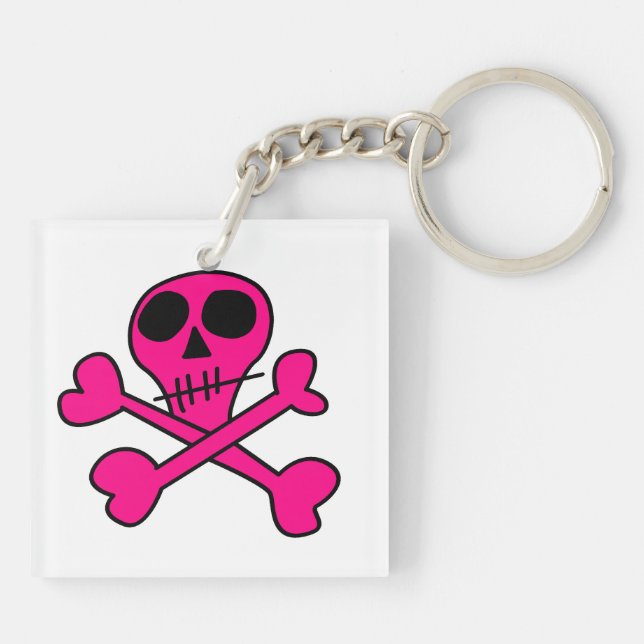 pink skull keychain (Back)