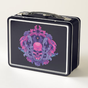 Pink Skull  Metal Lunch Box