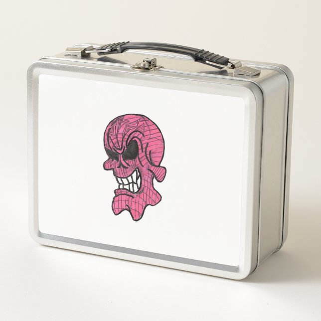 Pink Skull Metal Lunch Box (Front)
