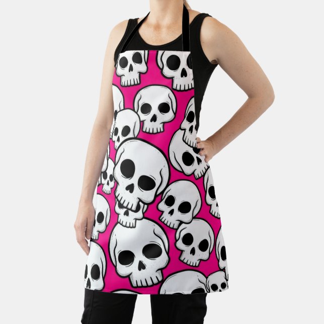 Pink Skull Pattern Apron (Insitu)