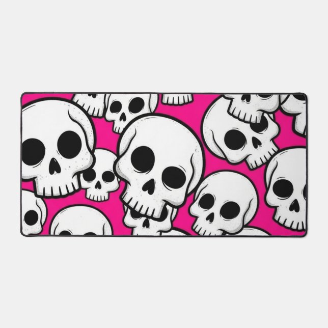 Pink Skull Pattern Desk Mat (Front)