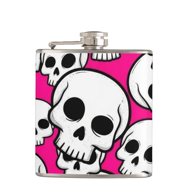 Pink Skull Pattern Flask (Front)