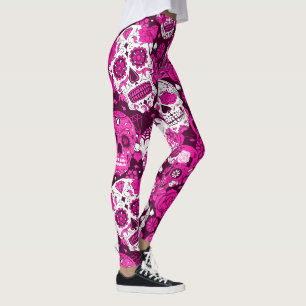 Pink skull pattern leggings
