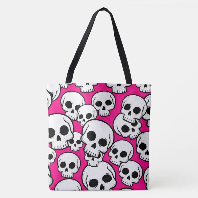 Pink Skull Pattern Tote Bag (Front)