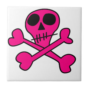 pink skull tile