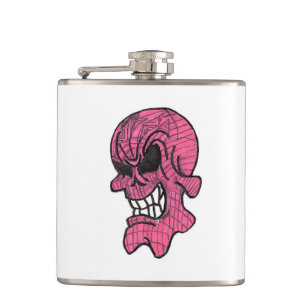 Pink Skull Vinyl Wrapped Flask