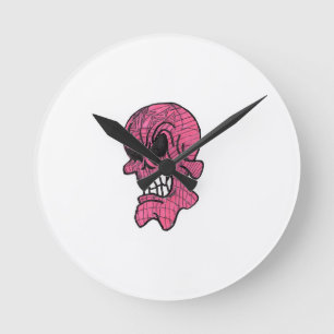 Pink Skull Wall Clock