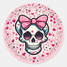 pink skull with bow