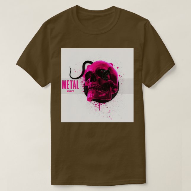 Pink Skull with snake  T-Shirt (Design Front)