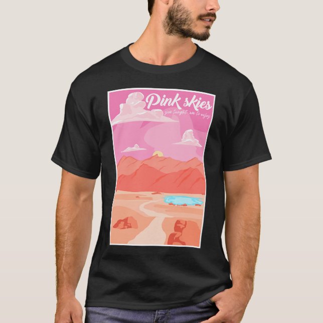 Pink Sky Art Deco T-Shirt (Front)