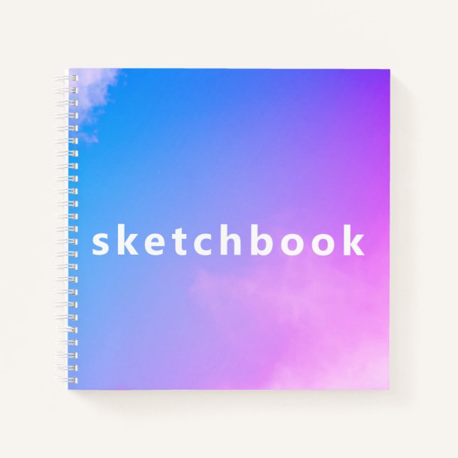 Pink Sky Background Square Spiral Art Sketchbook Notebook (Front)
