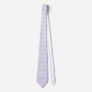 Pink, Sky Blue, White Large Chevron ZigZag Pattern Tie