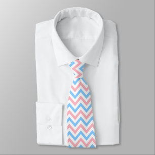 Pink, Sky Blue, White Large Chevron ZigZag Pattern Tie