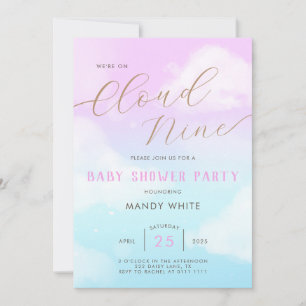 Pink Sky Cloud Neuf Baby shower Invitation