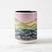 Pink Sky Glowing Mountain Landscape