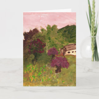 Pink Sky, Landscape, House, note card (Image 839)