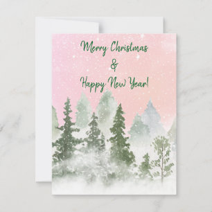 Pink Sky Winter Holiday Card