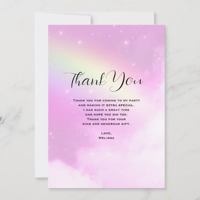 Pink Sky with Lemon Yellow Rainbow Thank You (Front)