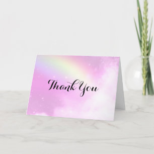 Pink Sky with Lemon Yellow Rainbow Thank You Card