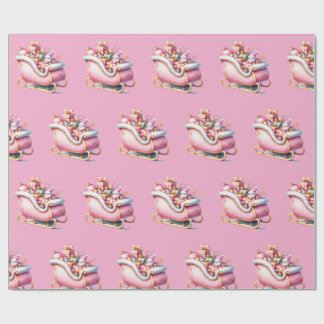 Pink Sleigh Christmas Holiday Wrapping Paper