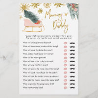 Pink Sleigh Winter Baby Shower Mommy or Daddy